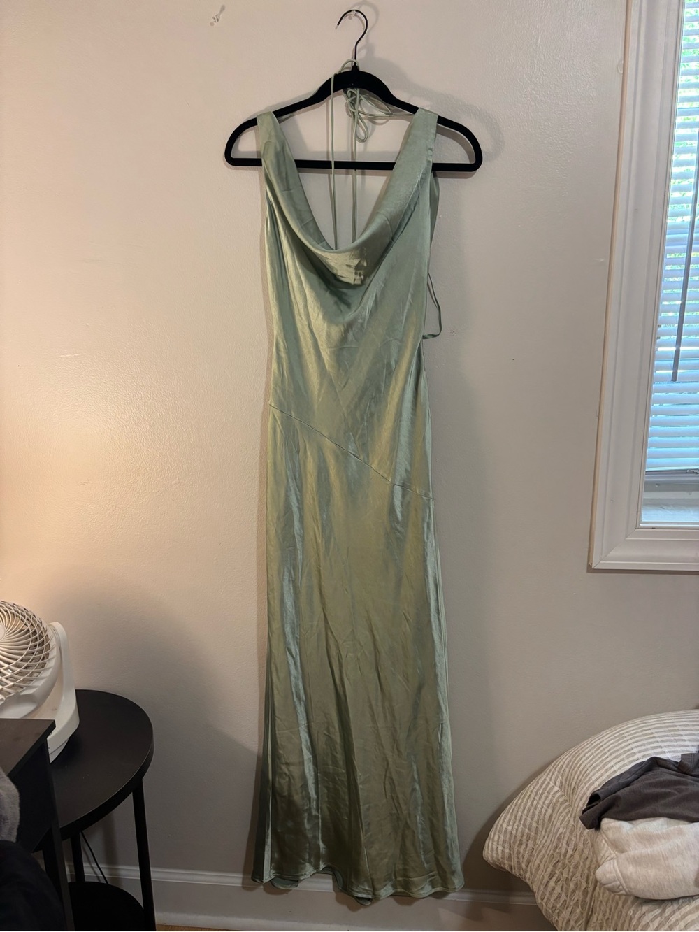 Hello Molly Sage Green Satin Cowl Maxi Dress